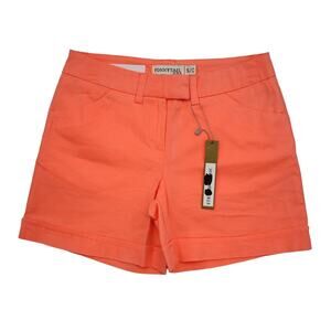 Ponny Tail Shorts Womens S Neon Orange Flat Front Mid Rise Slash Pockets Chino